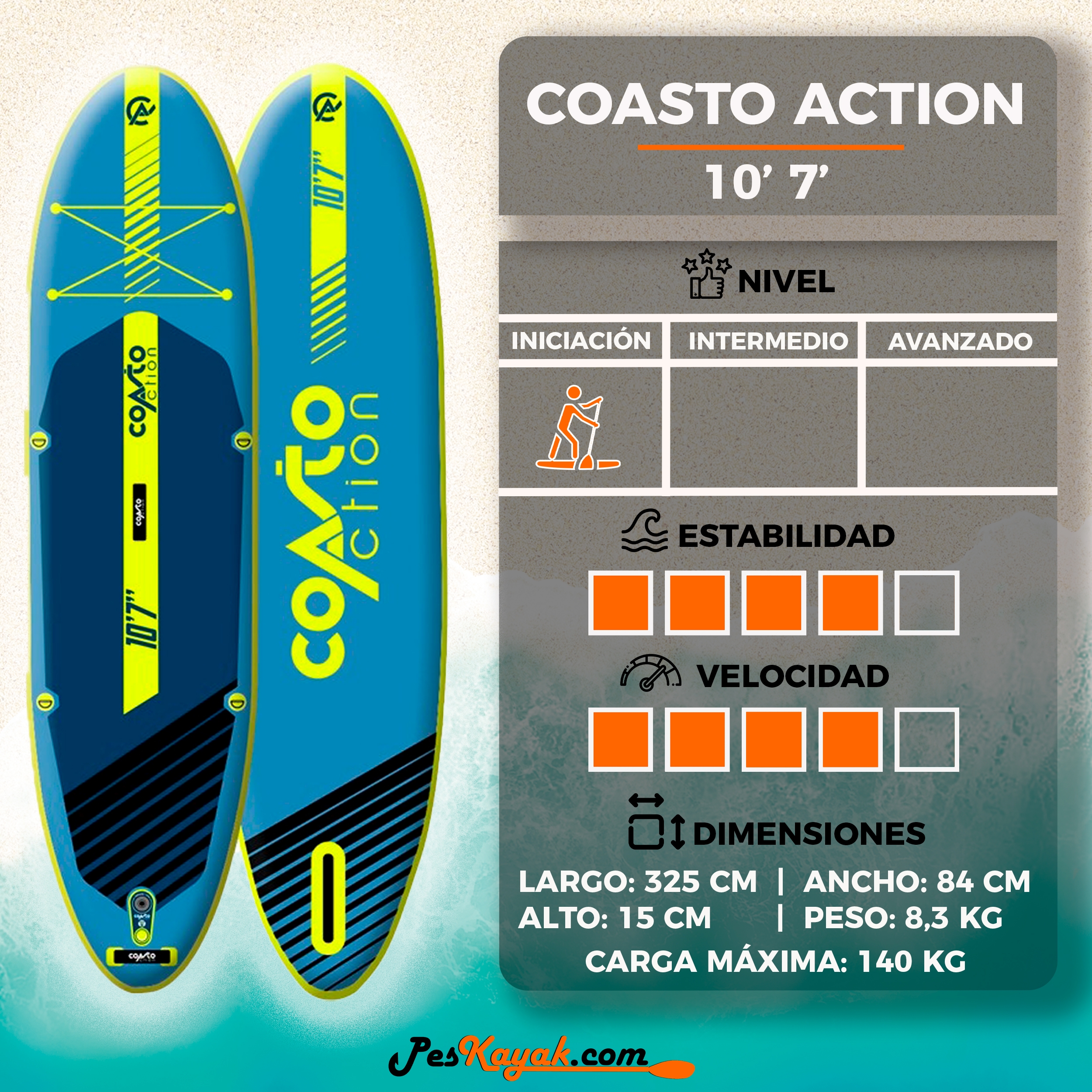 juntos peor soldadura Compra la Tabla Paddle Surf Coasto Action 10'7'' al mejor precio.